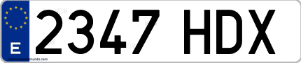 Ejemplo de matrícula de coche ordinaria 2347 HDX