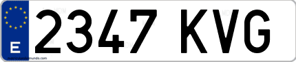 Ejemplo de matrícula de coche ordinaria 2347 KVG
