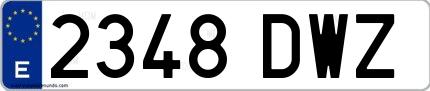 Ejemplo de matrícula española 2348 DWZ