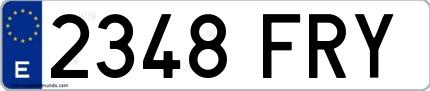 Ejemplo de matrícula española 2348 FRY