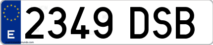 Ejemplo de matrícula de coche ordinaria 2349 DSB