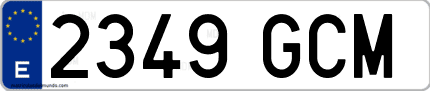 Ejemplo de matrícula de coche ordinaria 2349 GCM