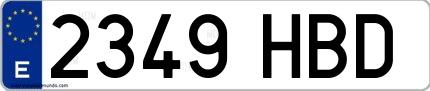 Ejemplo de matrícula española 2349 HBD