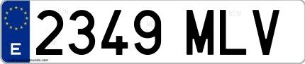 Ejemplo de matrícula española 2349 MLV