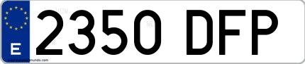 Ejemplo de matrícula española 2350 DFP