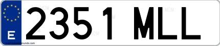 Ejemplo de matrícula española 2351 MLL