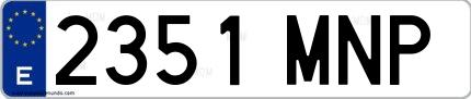Ejemplo de matrícula española 2351 MNP