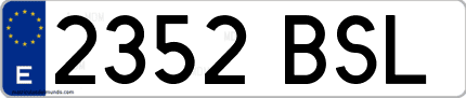 Ejemplo de matrícula de coche ordinaria 2352 BSL