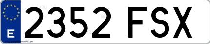 Ejemplo de matrícula española 2352 FSX