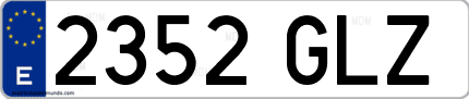 Ejemplo de matrícula de coche ordinaria 2352 GLZ