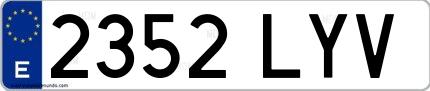 Ejemplo de matrícula española 2352 LYV