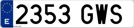 Ejemplo de matrícula española 2353 GWS