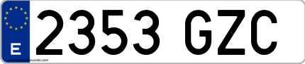 Ejemplo de matrícula de coche ordinaria 2353 GZC