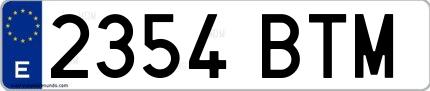 Ejemplo de matrícula española 2354 BTM
