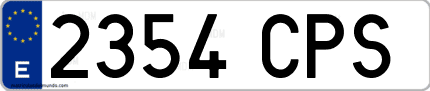 Ejemplo de matrícula de coche ordinaria 2354 CPS