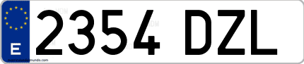 Ejemplo de matrícula de coche ordinaria 2354 DZL