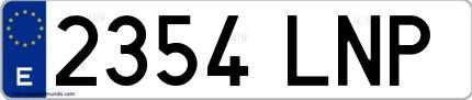 Ejemplo de matrícula española 2354 LNP