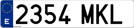 Ejemplo de matrícula de coche ordinaria 2354 MKL
