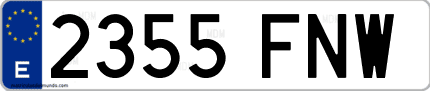 Ejemplo de matrícula de coche ordinaria 2355 FNW