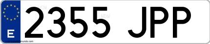Ejemplo de matrícula española 2355 JPP