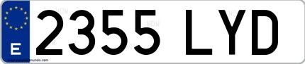 Ejemplo de matrícula española 2355 LYD