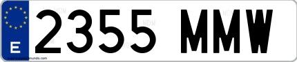 Ejemplo de matrícula española 2355 MMW