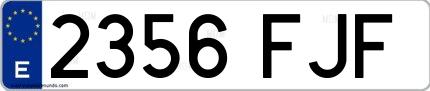 Ejemplo de matrícula española 2356 FJF