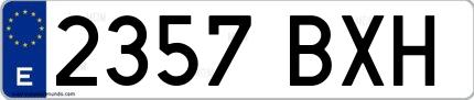 Ejemplo de matrícula española 2357 BXH