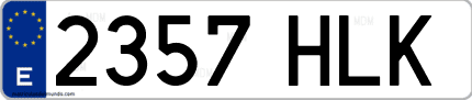 Ejemplo de matrícula de coche ordinaria 2357 HLK
