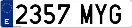 Ejemplo de matrícula española 2357 MYG