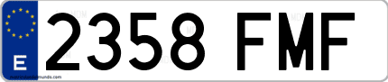 Ejemplo de matrícula de coche ordinaria 2358 FMF