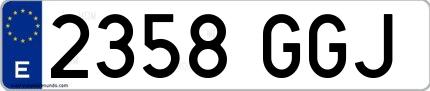 Ejemplo de matrícula española 2358 GGJ