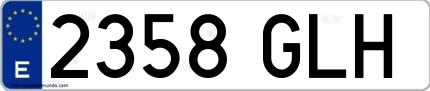 Ejemplo de matrícula española 2358 GLH