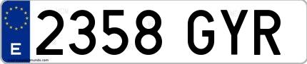 Ejemplo de matrícula española 2358 GYR