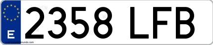 Ejemplo de matrícula española 2358 LFB
