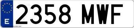Ejemplo de matrícula española 2358 MWF