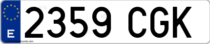 Ejemplo de matrícula de coche ordinaria 2359 CGK