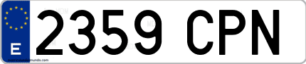 Ejemplo de matrícula de coche ordinaria 2359 CPN