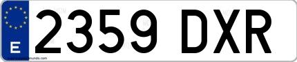 Ejemplo de matrícula española 2359 DXR