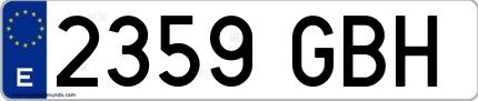 Ejemplo de matrícula española 2359 GBH