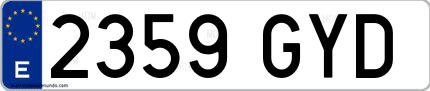 Ejemplo de matrícula española 2359 GYD