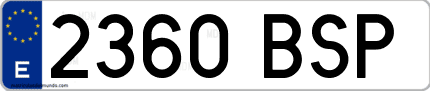 Ejemplo de matrícula de coche ordinaria 2360 BSP