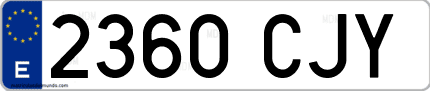 Ejemplo de matrícula de coche ordinaria 2360 CJY