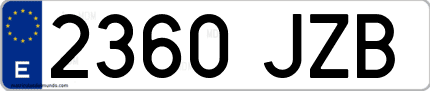 Ejemplo de matrícula de coche ordinaria 2360 JZB