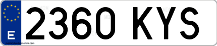 Ejemplo de matrícula de coche ordinaria 2360 KYS
