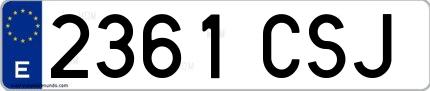 Ejemplo de matrícula española 2361 CSJ