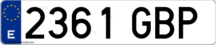 Ejemplo de matrícula de coche ordinaria 2361 GBP