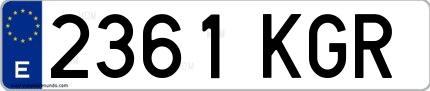 Ejemplo de matrícula española 2361 KGR