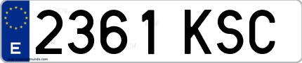 Ejemplo de matrícula de coche ordinaria 2361 KSC