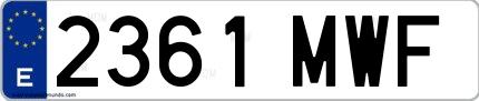 Ejemplo de matrícula española 2361 MWF